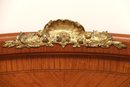 French Marquetry Queen Headboard With Brass Accents