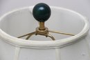 Pair Of Dark Green Table Lamps On Brass Bases