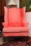 Pair Of Salmon Clawfoot Wing Back Arm Chairs
