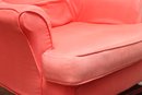 Pair Of Salmon Clawfoot Wing Back Arm Chairs