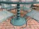Vintage Green Wrought Iron Table And Chairs
