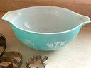 Pyrex Mixing Bowl With Vintage Cookie Cutter Molds