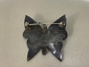 Vintage Abalone Butterfly 925 Sterling Silver Brooch From Mexico