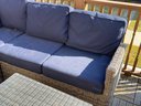 All-weather Outdoor Wicker Sectional With Sunbrella Cushions & Coffee Table