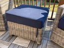 All-weather Outdoor Wicker Swivel Chairs & Ottoman With Sunbrella Cushions