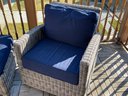 All-weather Outdoor Wicker Swivel Chairs & Ottoman With Sunbrella Cushions