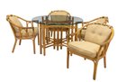 Bamboo Rattan MCM DIning Set - Four Chairs And Glass Top Table