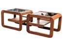 Pair Lou Hodges End Side Tables With Smoked Glass Tops - Last Pic For Illustration Only
