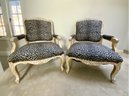 Pair Of Louis XV Style Bergere Upholstered Armchairs