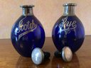 Cobalt Blue Glass Scotch And Rye Whiskey Decanters