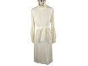 Stunning Vintage Pleated Collared Cream Lace Dress Saks Fifth Avenue - Size 12