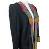 Retro Black Sweater Jacket With Leather Patchwork Size XL