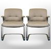 MCM Tubular Steel Case Chrome Office Chairs (Pair)