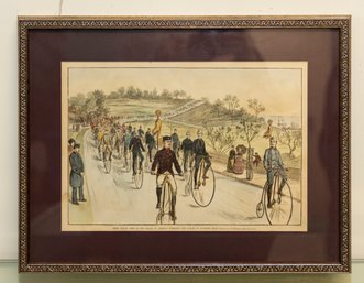 League Of American Wheelmen Bicyclists Colored Engraving