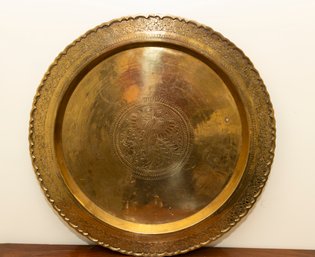 Moroccan Large Etched Brass Tray