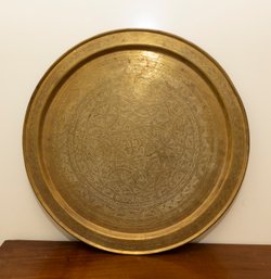 Moroccan Large Etched Brass Tray