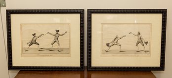 Gentleman Fencers En Garde Pair Of Prints