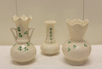 Belleek Vase Trio