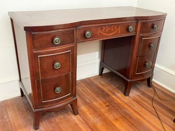 Mahogany Bow Front Kneehole Vanity Desk