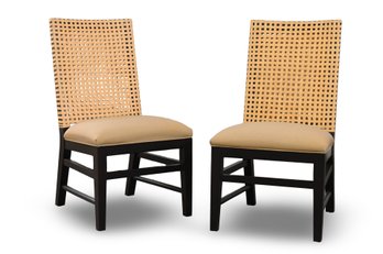4 Piece Woven Leather Seat Chairs (same As Ref A10 And A11)