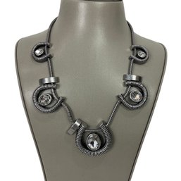 Lia Sophia Vintage Silvertone Horse Shoe Necklace With Rhinestones