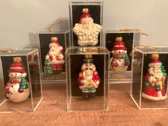 6 Handcrafted Glass Ornaments In Boxes