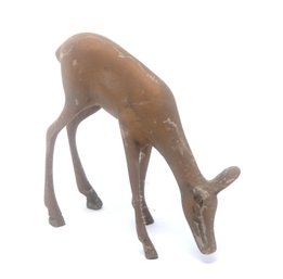 Brass Grazing Deer Figurine