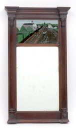 Antique Framed Mirror With Painted Scene