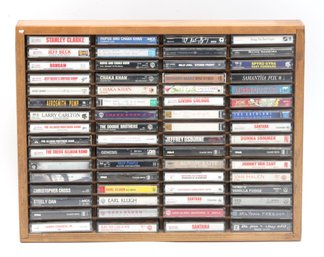 64pc Various Artists Cassette Tape Collection In Wood Case