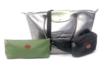 3 Pc. Longchamp Bag Set. Includes Tote, Pouch & Beltbag