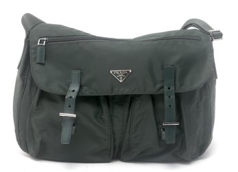 Prada Vela Green Nylon Tote Bag