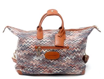 Missoni For Brics Brown Patterened Leather Tote