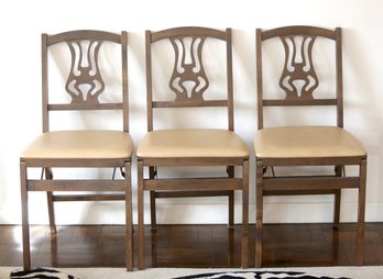Set Of 3 Wooden Folding Chairs