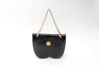 Black Leather Purse With Gold Chain