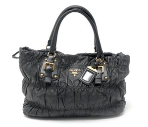 Authentic Prada Black Nappa Leather Gaufre Tote Bag