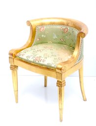 French Neocassical Gilt & Floral Upholstered Dressing Chair