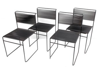 Black Vinyl & Steel Spaghetti Chairs (Flyline By CMP) - Set Of 4