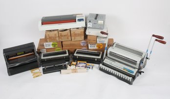Assorted Binding Supplies Including Akiles Machine