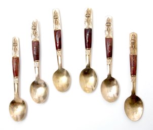 Siam Thai Brass And Rosewood Spoon Set