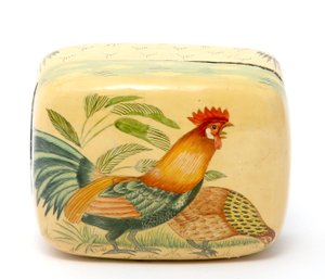 Wooden Rooster Painted Trinket Box