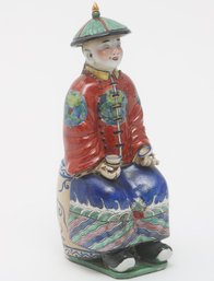 Hand Painted Chinese Emperor Sitting Ceramic Figurine