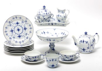 Royal Copenhagen Blue Fluted Plain Tea / Dessert Set - 16 Pcs.