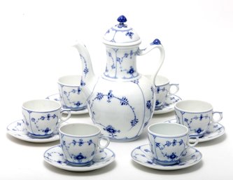 Royal Copenhagen Blue Fluted Lace Coffee Set