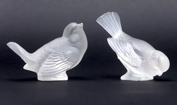 Rene Lalique Moineau Coquet Series Paperweight - A Set Of 2