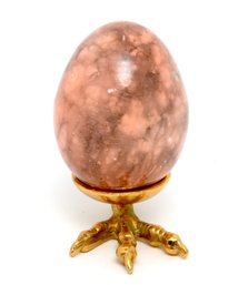 Russian Alabaster Egg On Gold Footed Base