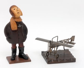Carved Pilot And Airplane Displays