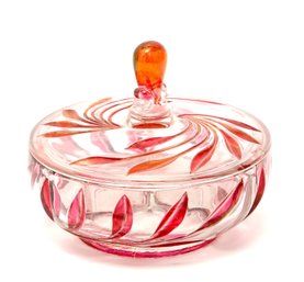 Cranberry Glass Lidded Candy Dish