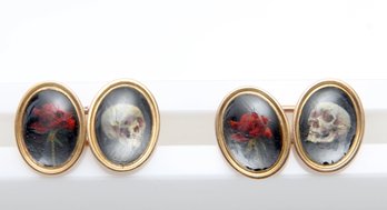 Skull And Rose Gold Cufflinks