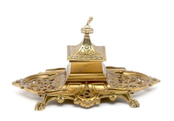 Lion Claw Footed Brass Inkwell