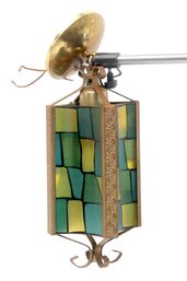 Mid Century Modern Funky Stained Glass Hanging Lamp